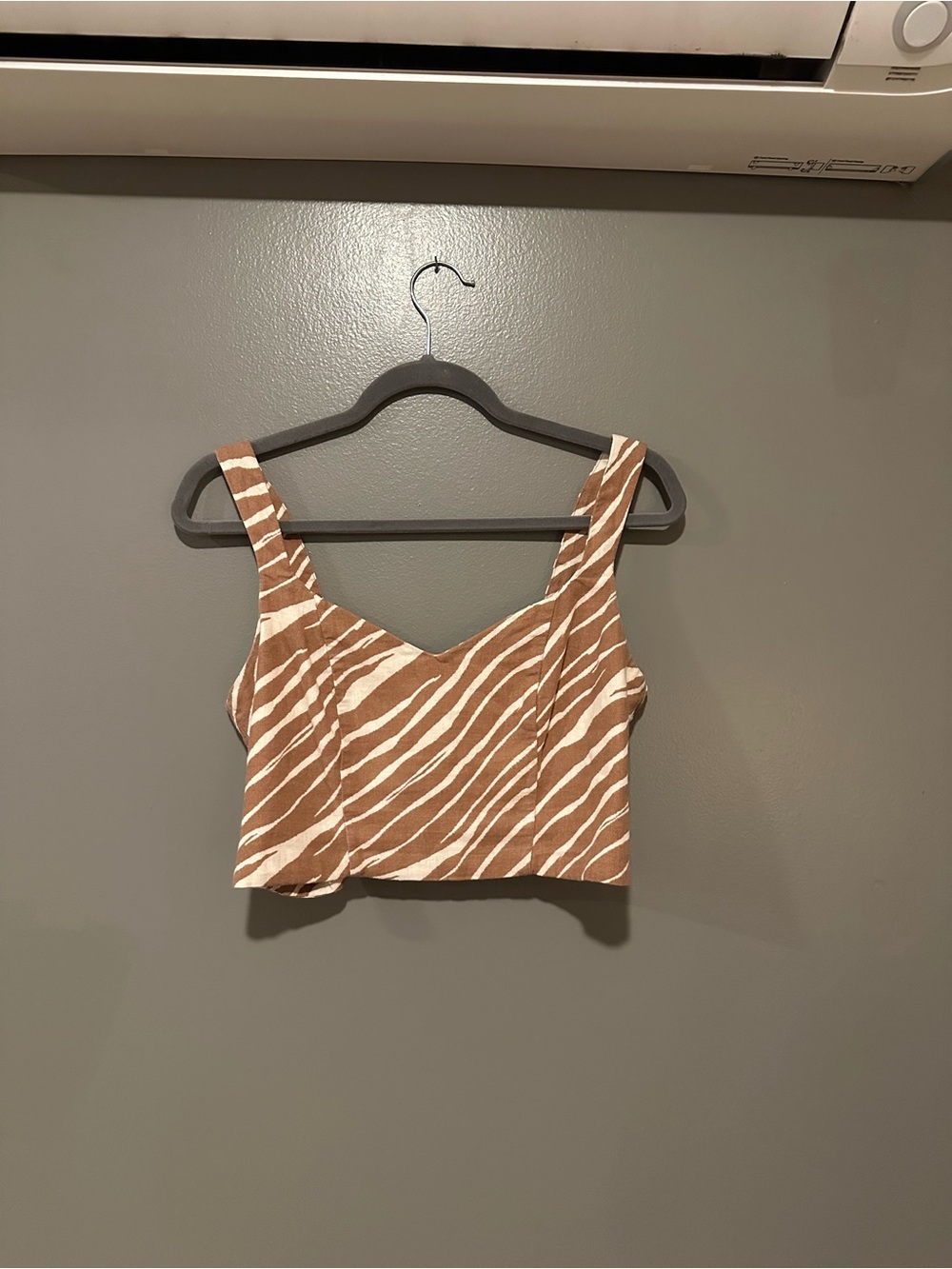 a new day Brown and Cream Zebra-Print Cropped Tank